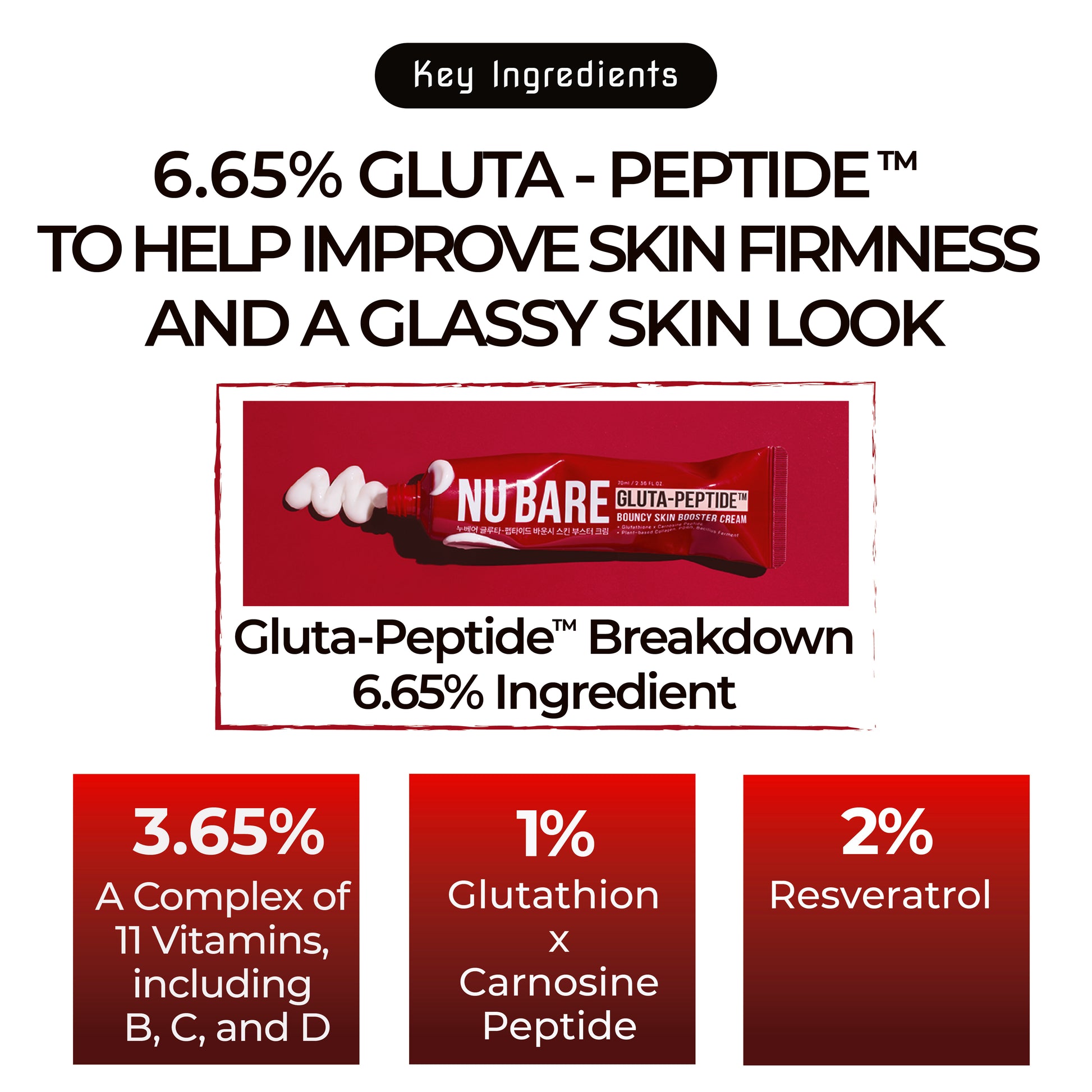 NU BARE GLUTA-PEPTIDE BOUNCY SKIN BOOSTER CREAM 70ML NU BARE GLUTA-PEPTIDE BOUNCY SKIN BOOSTER CREAM 70ML
