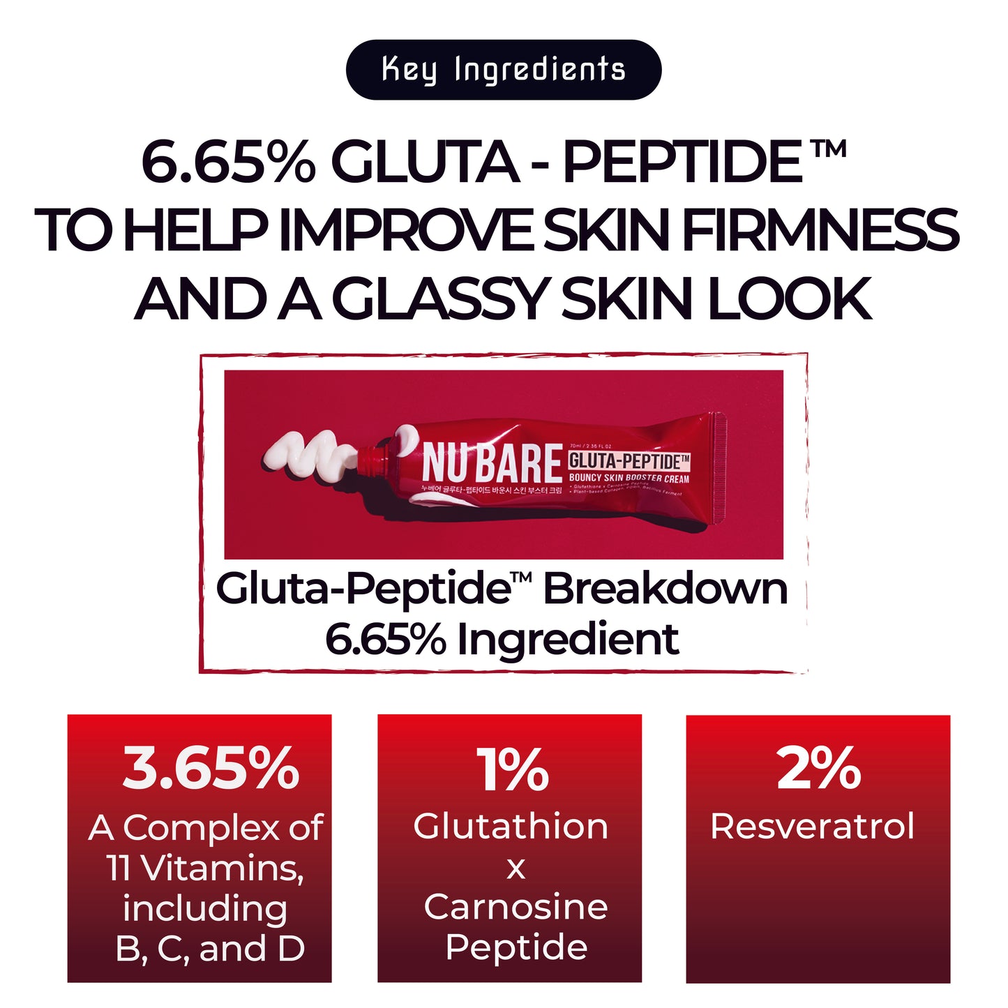 NU BARE GLUTA-PEPTIDE™️ BOUNCY SKIN BOOSTER CREAM 70ML